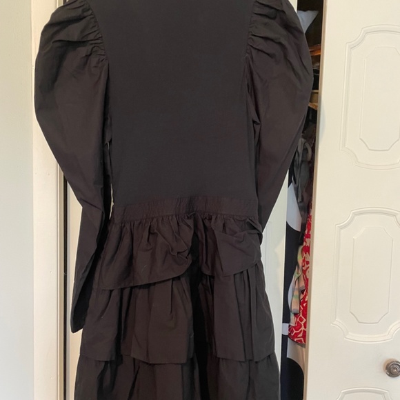 Ulla Johnson black 100% cotton dress with puff sleeves, tiered, sz. M, NWT, mint - Picture 2 of 7